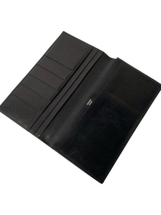Hermes MC2 Fleming Long Wallet Matte Black Alligator  Hermes Billfold Mc2 Fleming Black Wallet